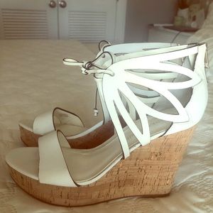 White platform summer wedges - size 9 - worn once!